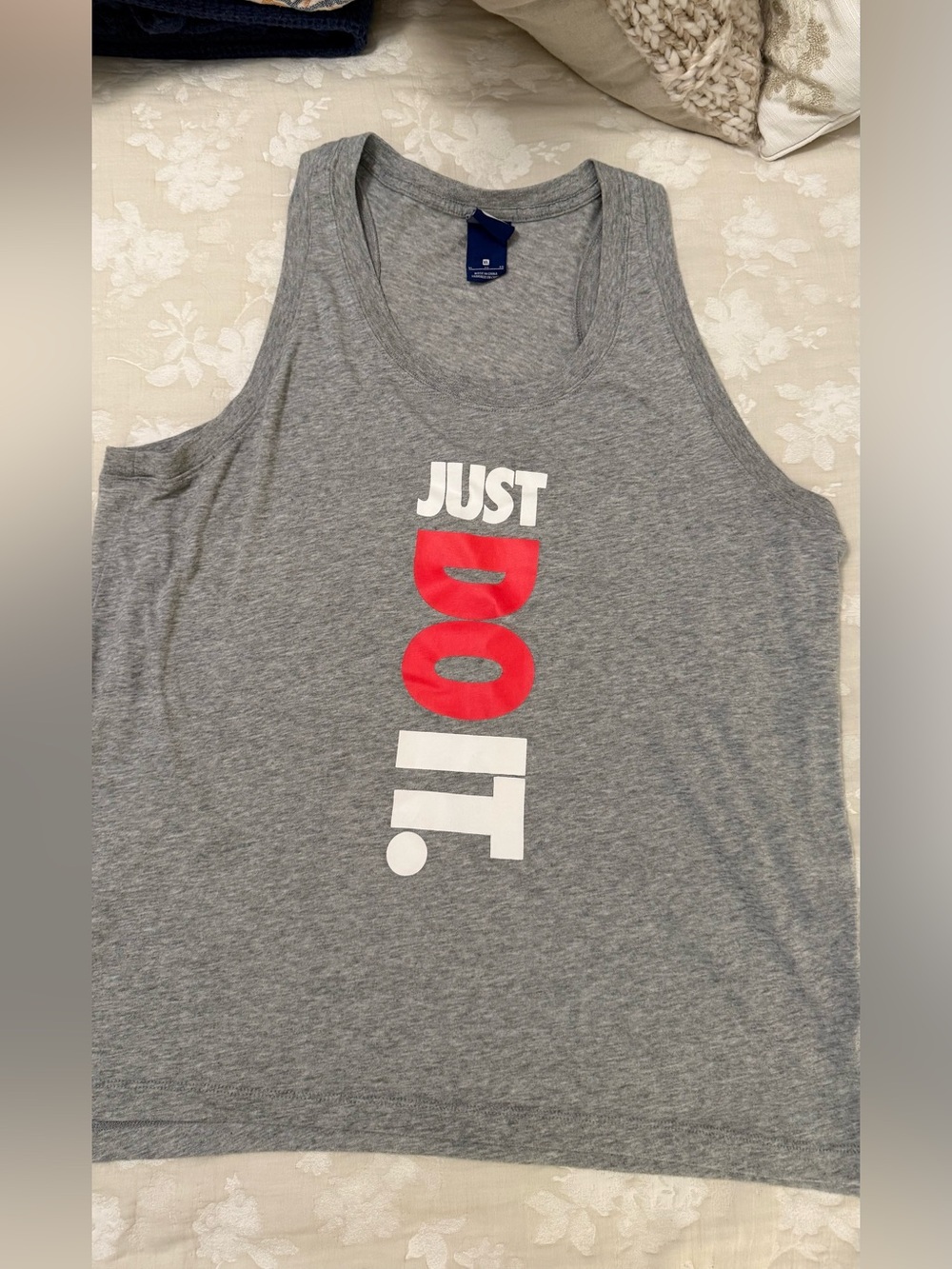 Nike Women’s Gray 'Just Do It' Tank with Red Accent